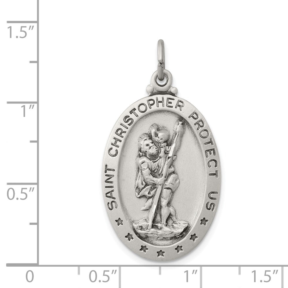 Sterlingsilber Antikisiert St. Christopher Medaille