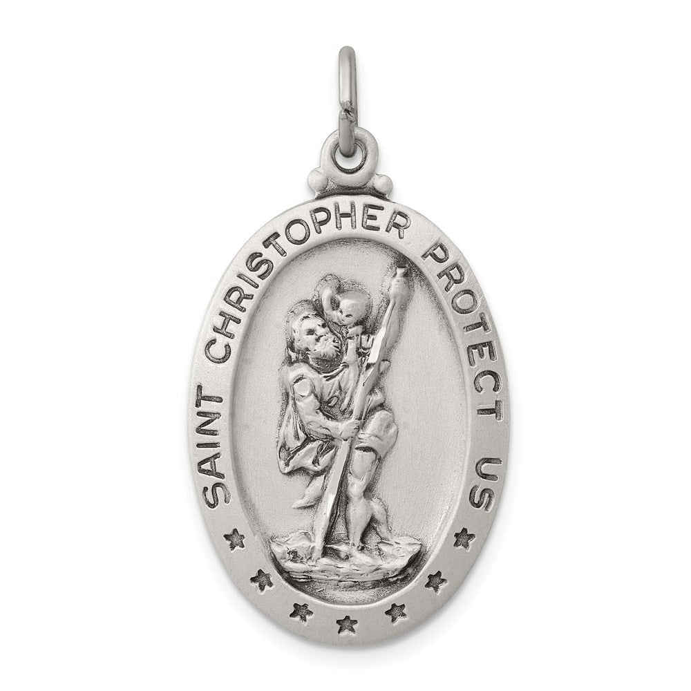 Sterlingsilber Antikisiert St. Christopher Medaille