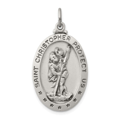 Sterlingsilber Antikisiert St. Christopher Medaille