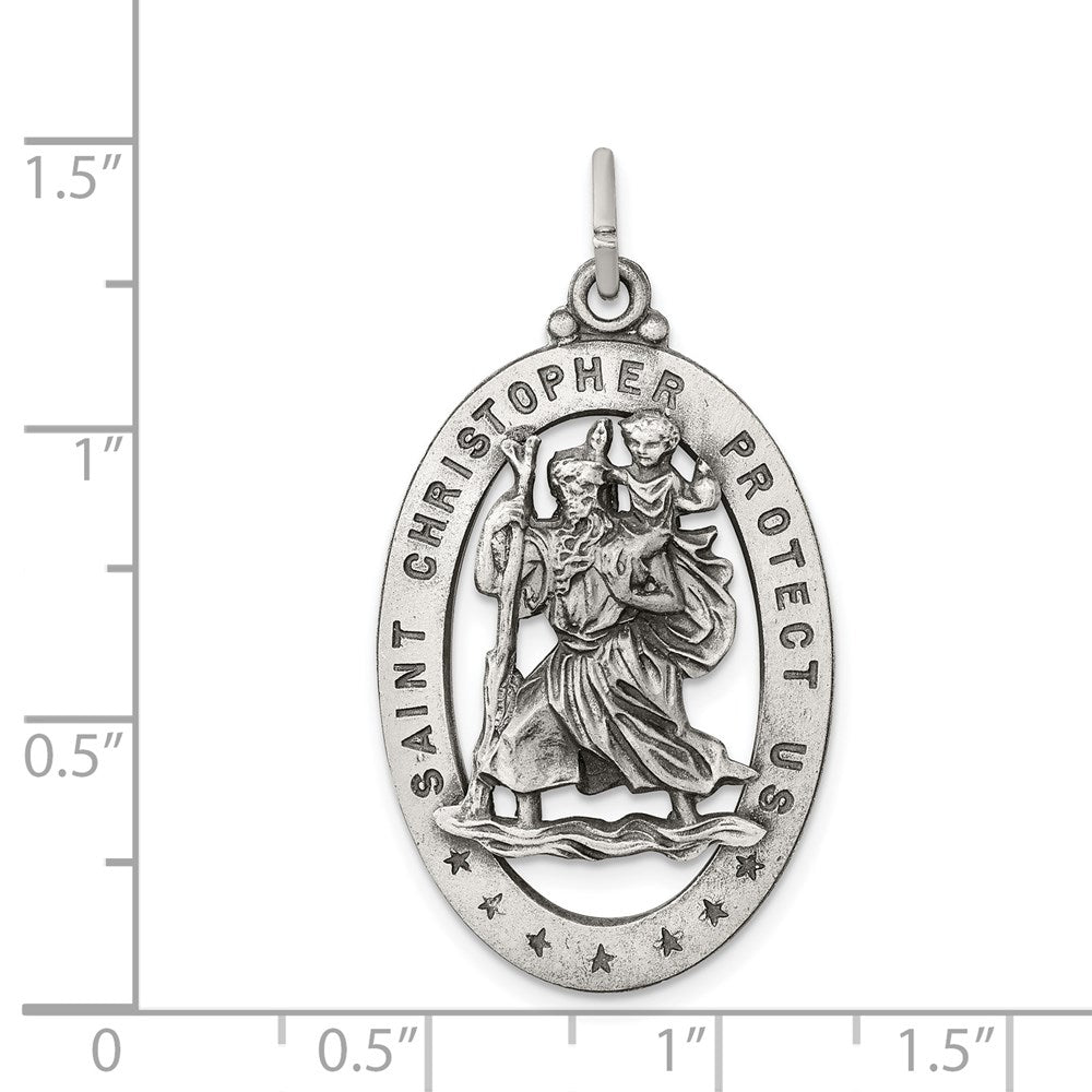 Sterlingsilber Antikisiert St. Christopher Medaille