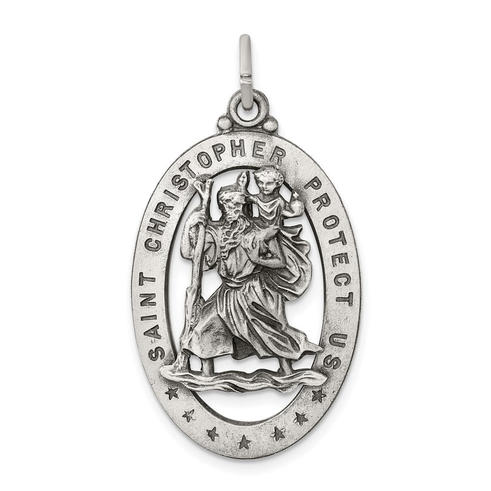 Sterlingsilber Antikisiert St. Christopher Medaille