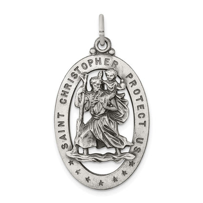 Sterlingsilber Antikisiert St. Christopher Medaille