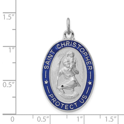 Sterlingsilber Rhodiniert Emailliert St. Christopher Medaille