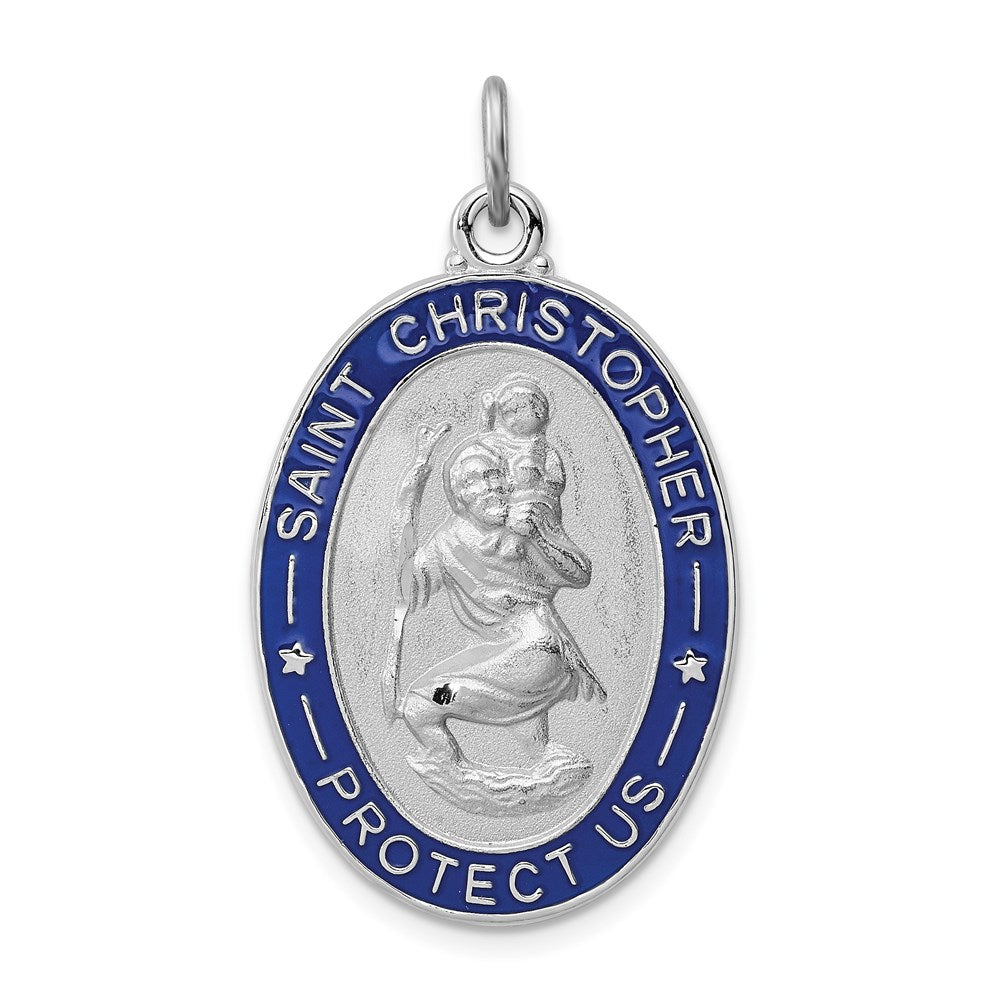 Sterlingsilber Rhodiniert Emailliert St. Christopher Medaille