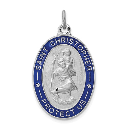 Sterlingsilber Rhodiniert Emailliert St. Christopher Medaille