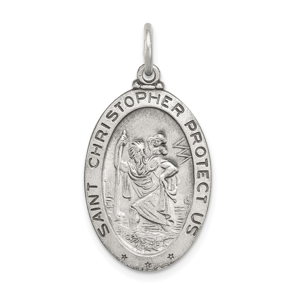 Sterlingsilber Antikisiert St. Christopher Hockey Medaille
