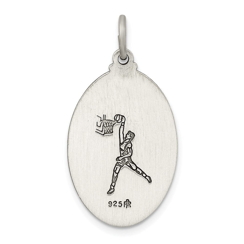 Sterlingsilber Antikisiert St. Christopher Basketball Medaille