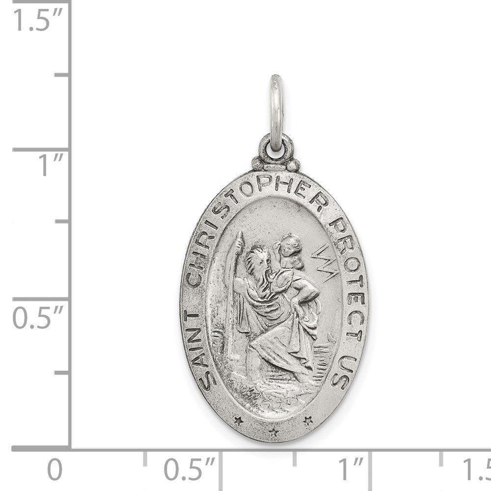 Sterlingsilber Antikisiert St. Christopher Baseball Medaille