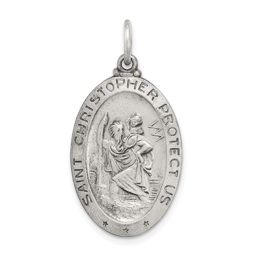 Sterlingsilber Antikisiert St. Christopher Baseball Medaille