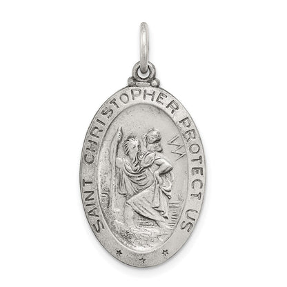 Sterlingsilber Antikisiert St. Christopher Baseball Medaille