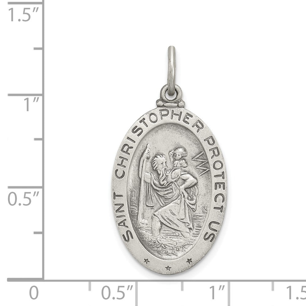 Sterlingsilber Antikisiert St.christopher Fußball Medaille