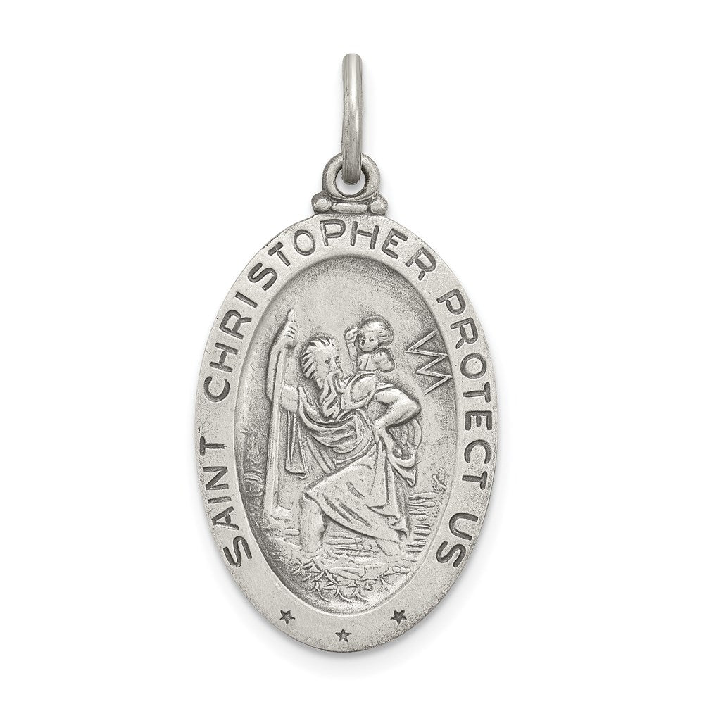 Sterlingsilber Antikisiert St.christopher Fußball Medaille