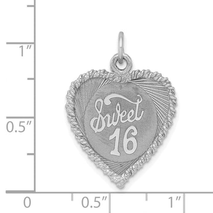 Sterlingsilber Rhodiniert Süß Sechzehn Plättchen Charm