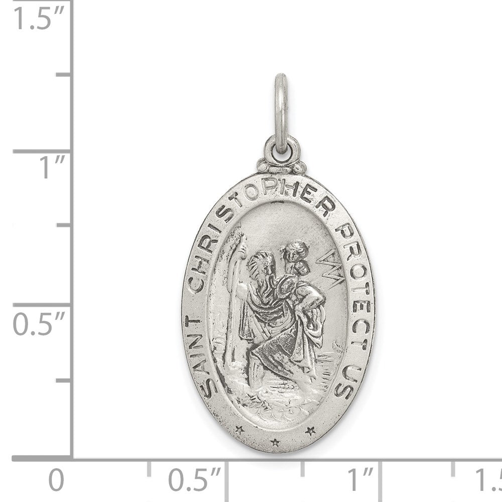 Sterlingsilber Antikisiert St.christopher Football Medaille