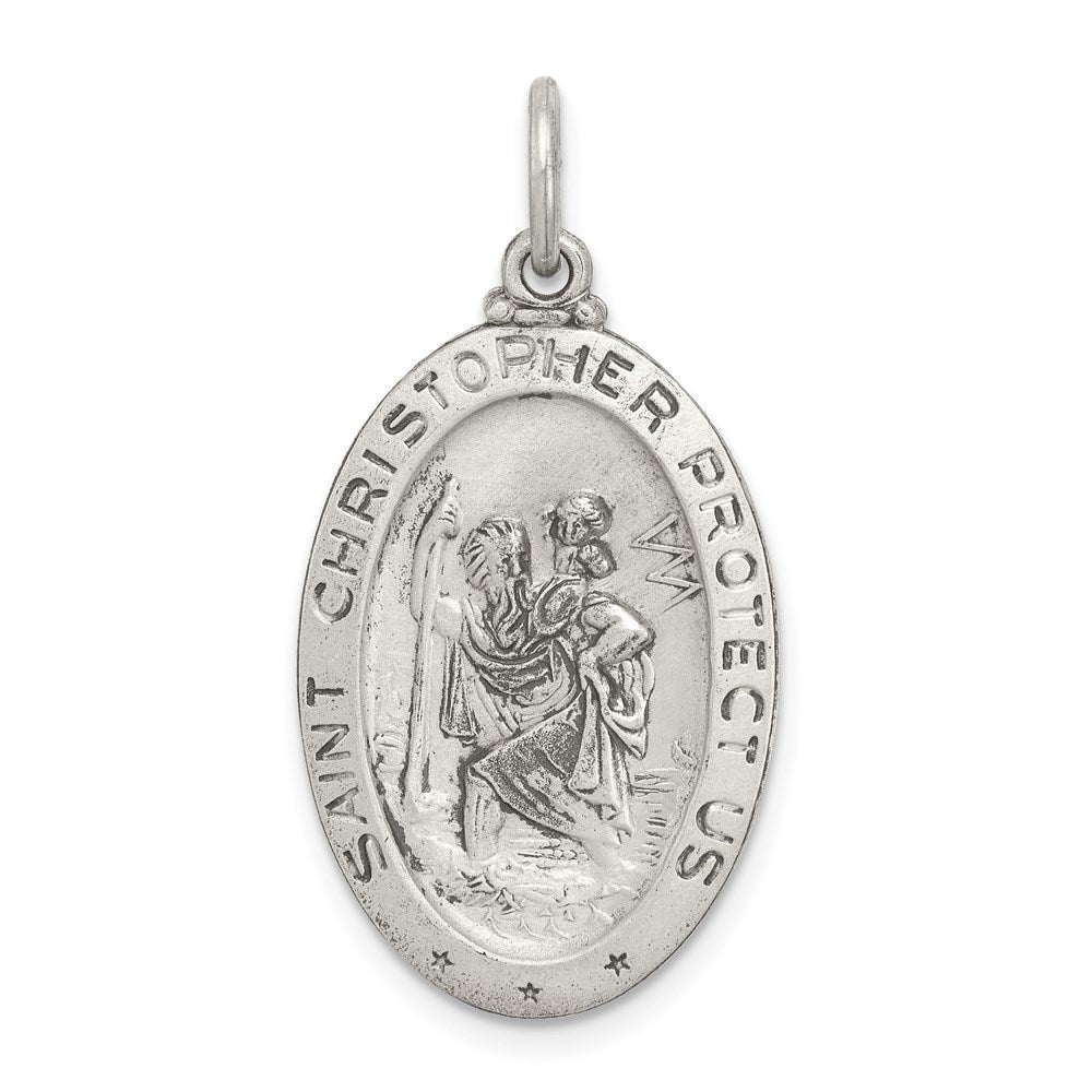 Sterlingsilber Antikisiert St.christopher Football Medaille
