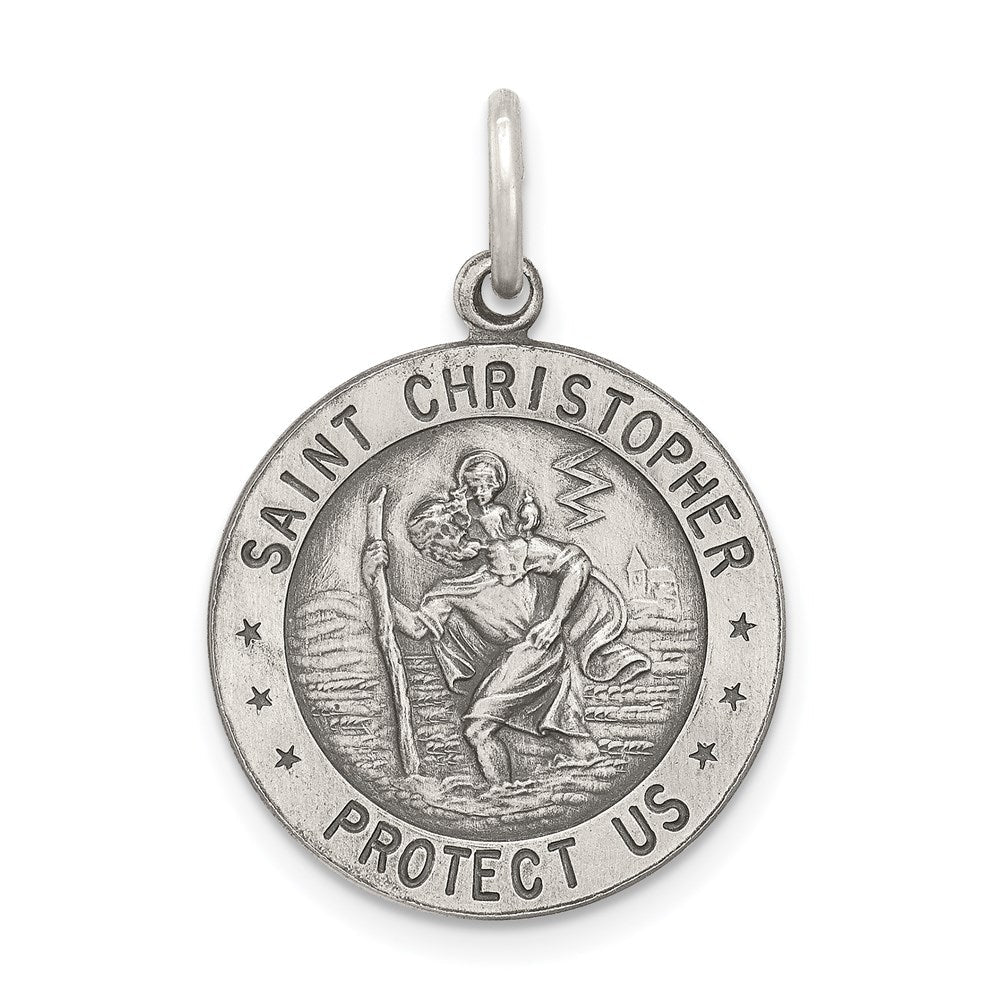 Sterlingsilber Antikisiert St. Christopher Football Medaille