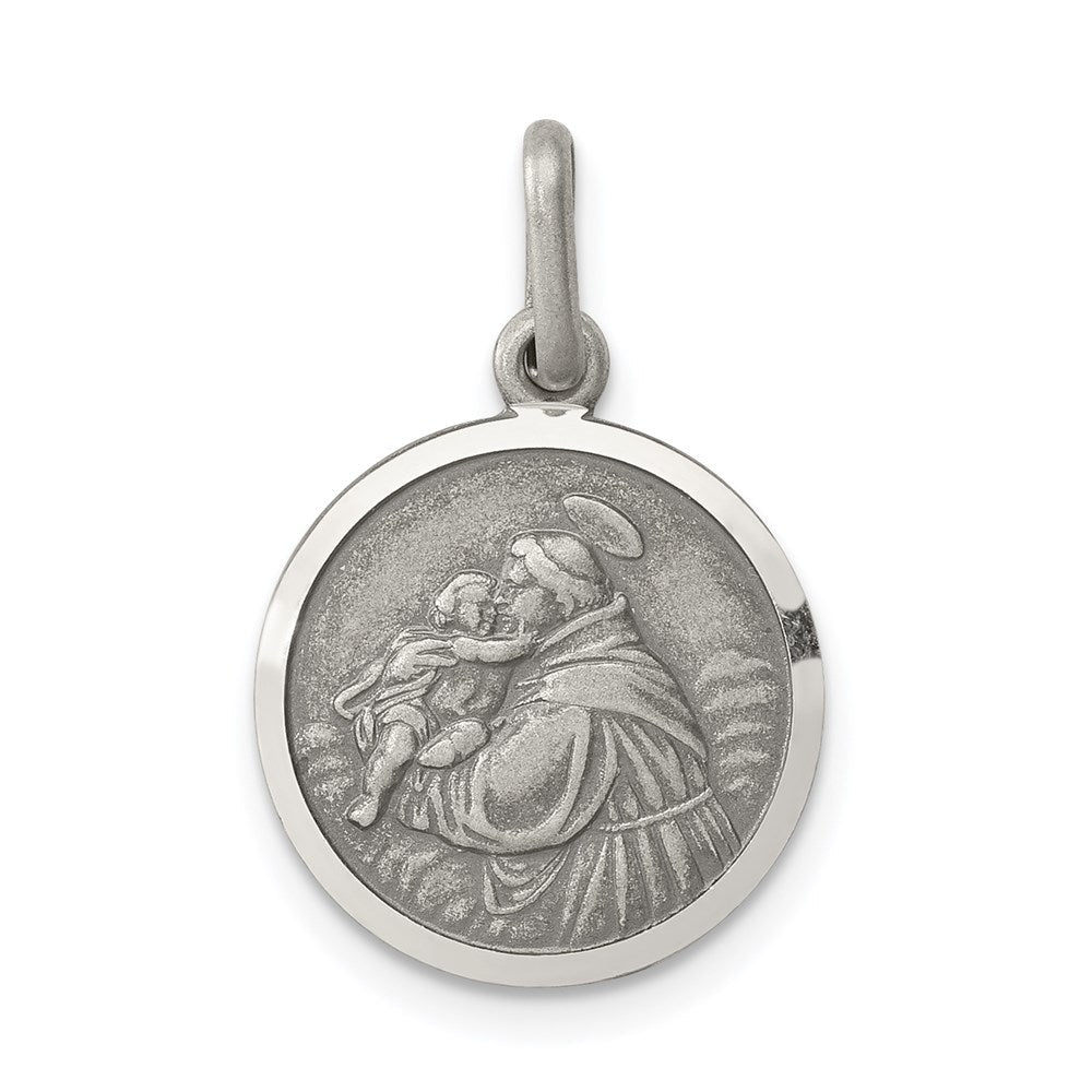 Sterlingsilber Antikisiert Saint Anthony Medaille
