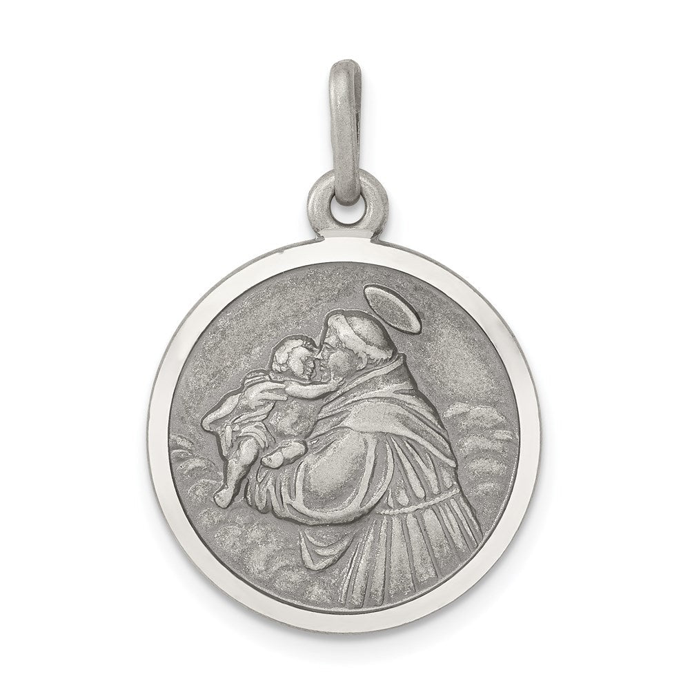 Sterlingsilber Antikisiert Saint Anthony Medaille
