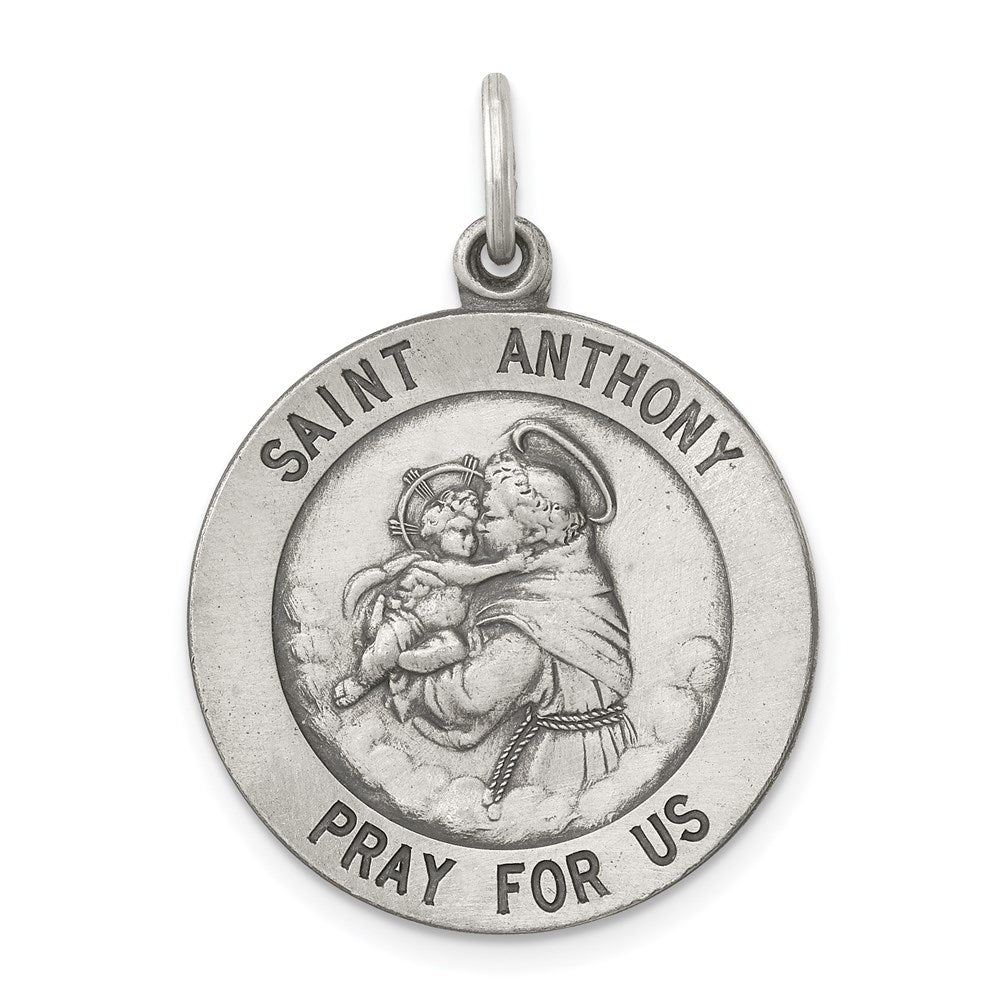 Sterlingsilber Antikisiert Saint Anthony Medaille