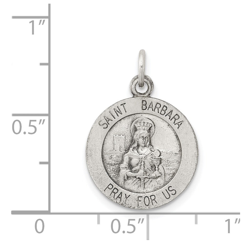 Sterlingsilber Antikisiert Saint Barbara Medaille