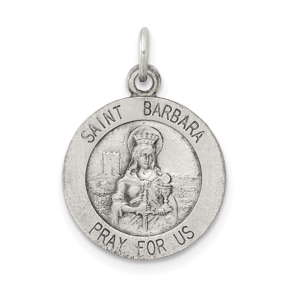Sterlingsilber Antikisiert Saint Barbara Medaille
