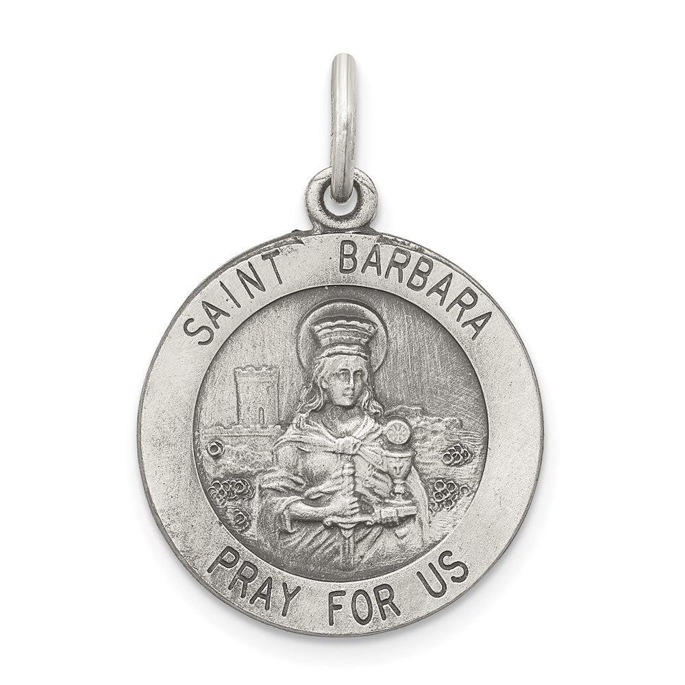 Sterlingsilber Antikisiert St. Barbara Medaille