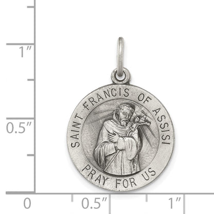Sterlingsilber Antikisiert Saint Franziskus Of Assisi Medaille