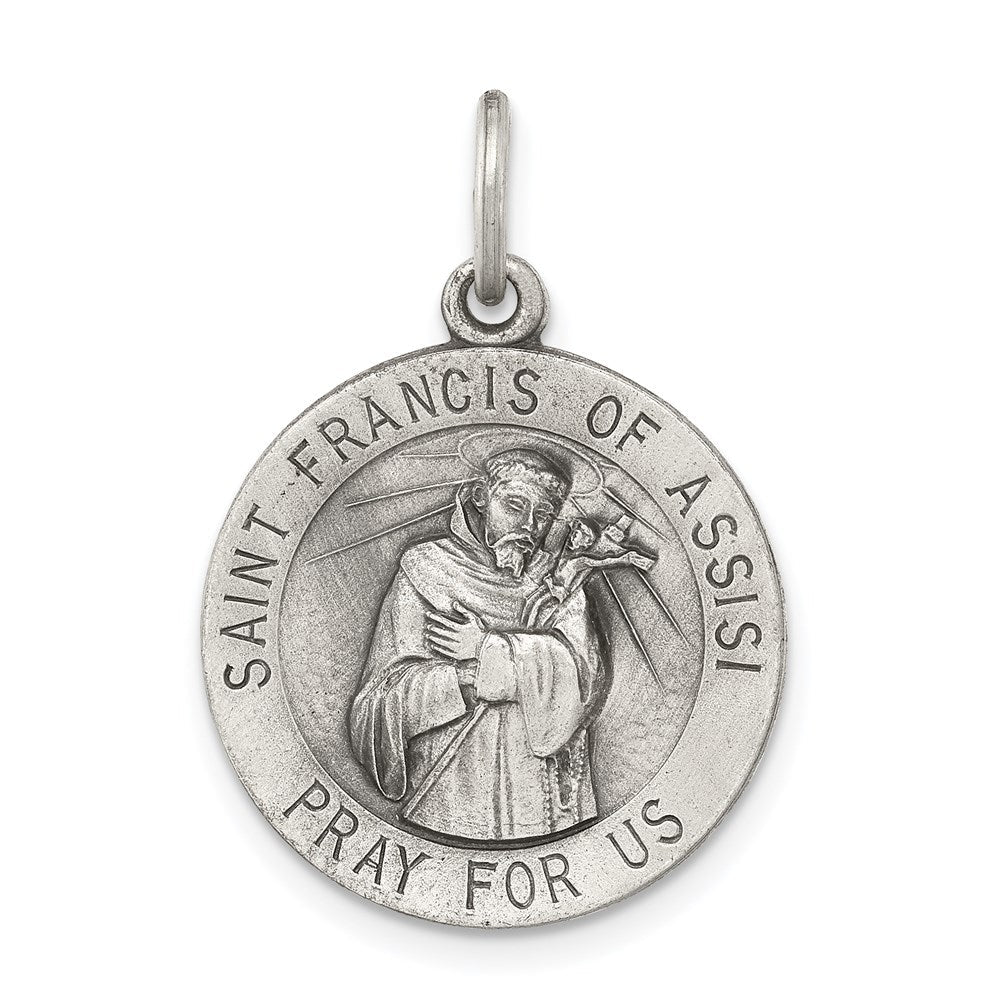 Sterlingsilber Antikisiert Saint Franziskus Of Assisi Medaille