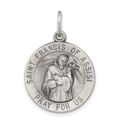 Sterlingsilber Antikisiert Saint Franziskus Of Assisi Medaille