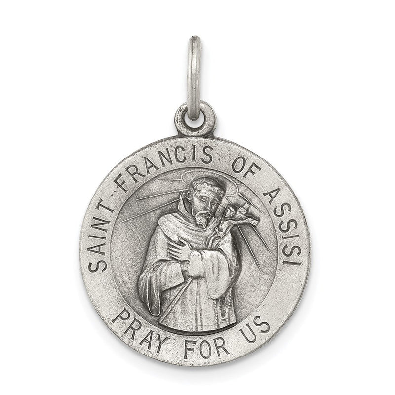 Sterlingsilber Antikisiert Saint Franziskus Of Assisi Medaille