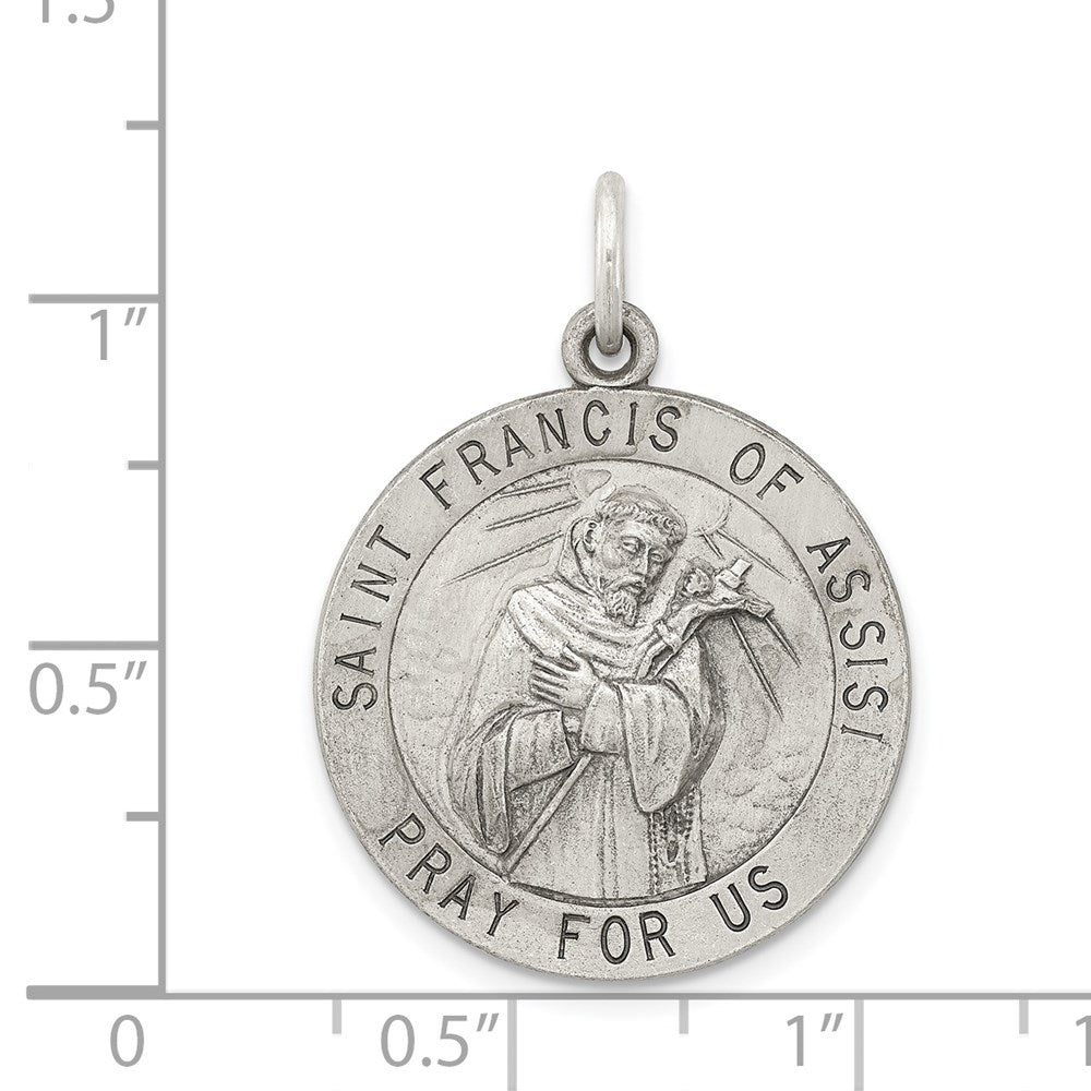 Sterlingsilber Antikisiert Saint Franziskus Of Assisi Medaille