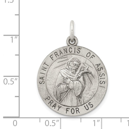 Sterlingsilber Antikisiert Saint Franziskus Of Assisi Medaille