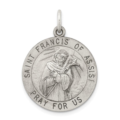 Sterlingsilber Antikisiert Saint Franziskus Of Assisi Medaille