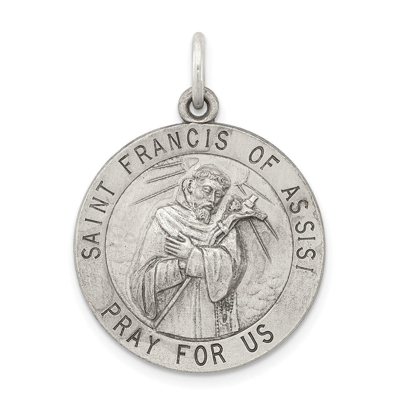 Sterlingsilber Antikisiert Saint Franziskus Of Assisi Medaille