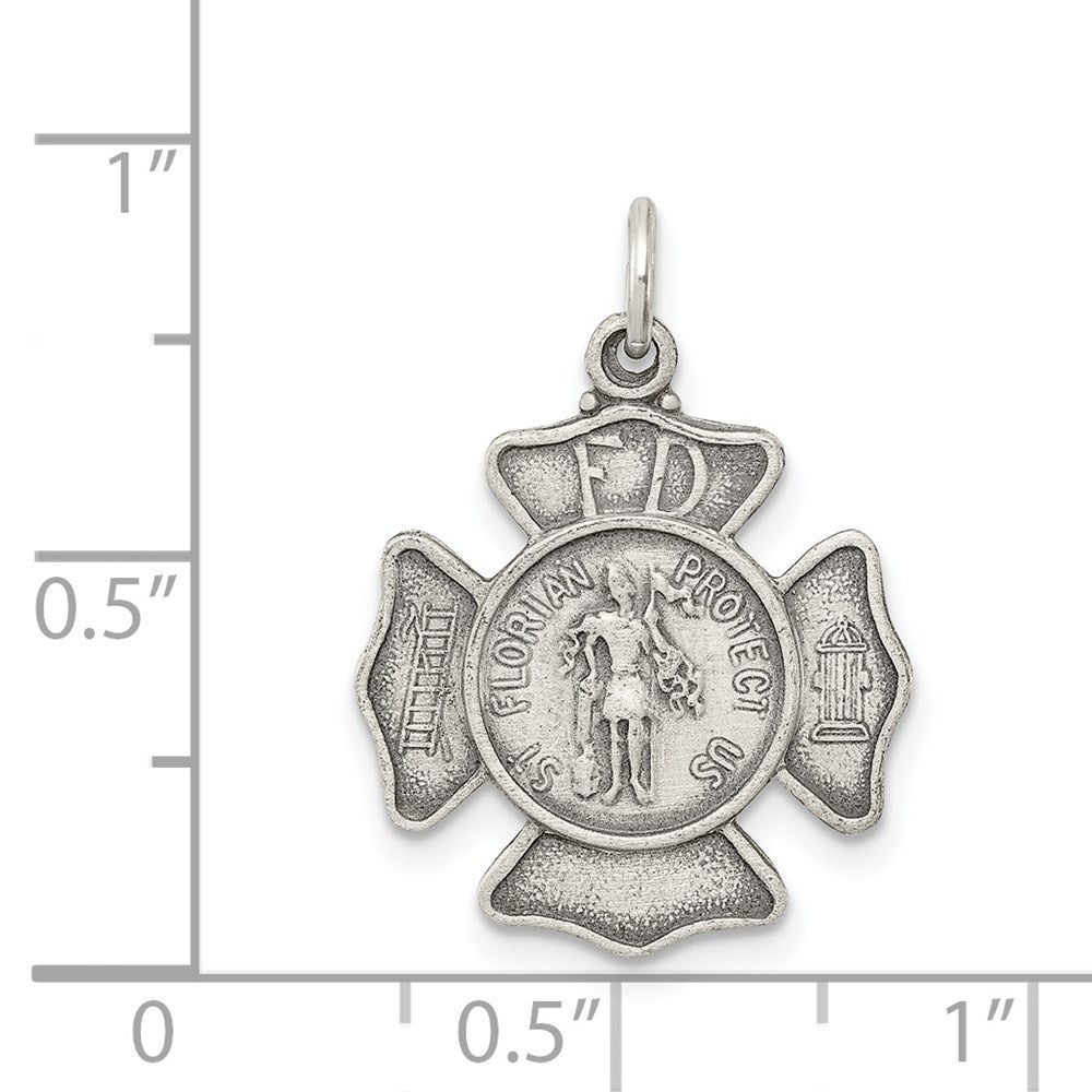 Sterlingsilber Antikisiert Saint Florian Abzeichen Medaille