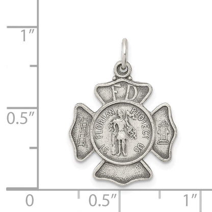 Sterlingsilber Antikisiert Saint Florian Abzeichen Medaille