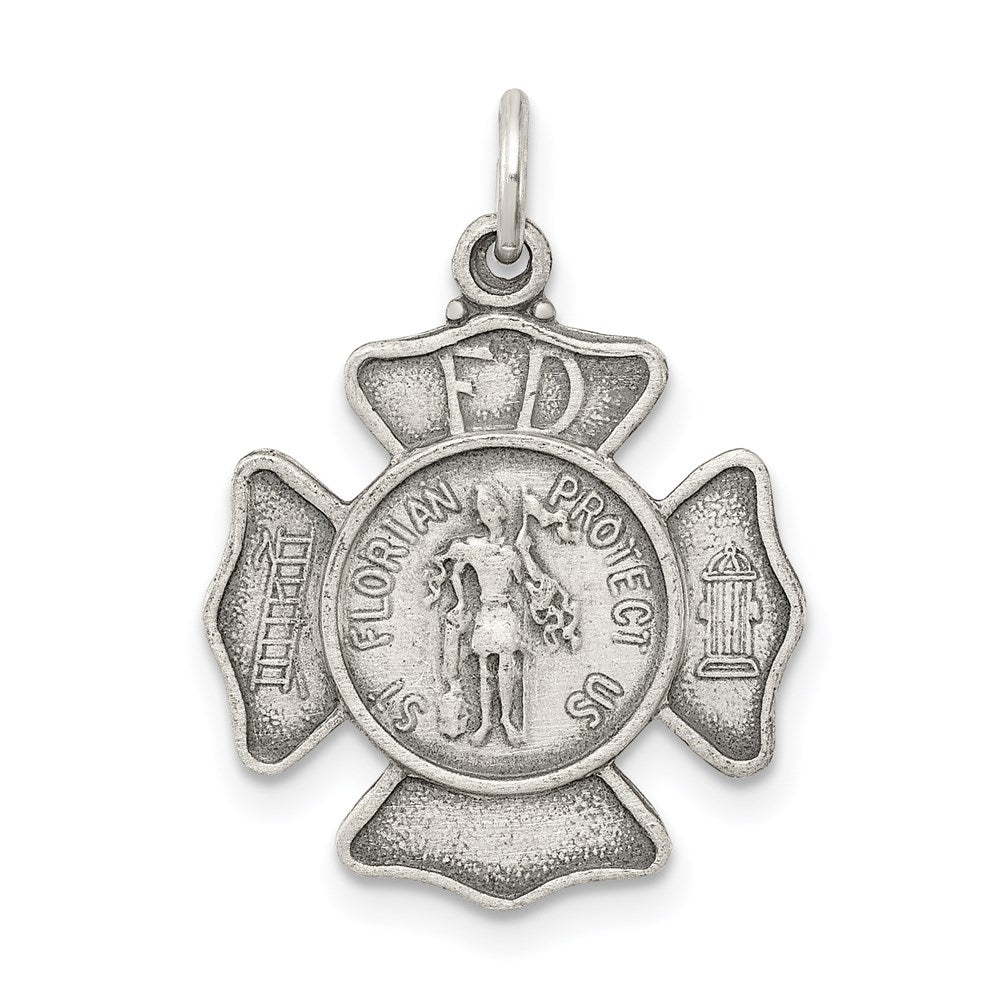 Sterlingsilber Antikisiert Saint Florian Abzeichen Medaille