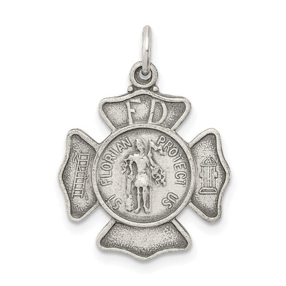 Sterlingsilber Antikisiert Saint Florian Abzeichen Medaille
