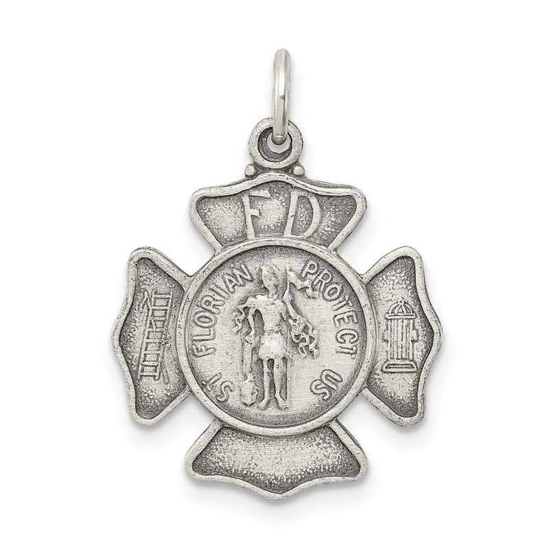 Sterlingsilber Antikisiert Saint Florian Abzeichen Medaille