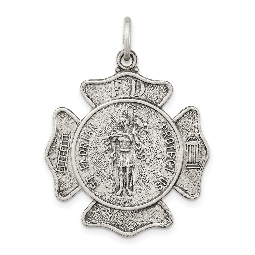Sterlingsilber Antikisiert Saint Florian Abzeichen Medaille