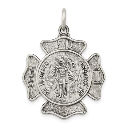 Sterlingsilber Antikisiert Saint Florian Abzeichen Medaille