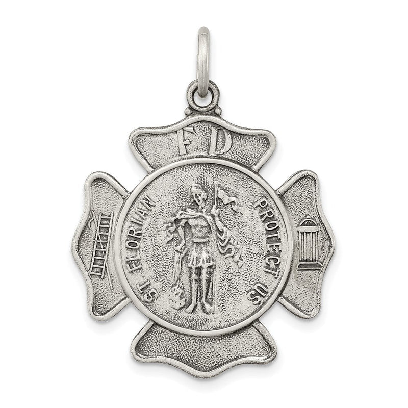 Sterlingsilber Antikisiert Saint Florian Abzeichen Medaille