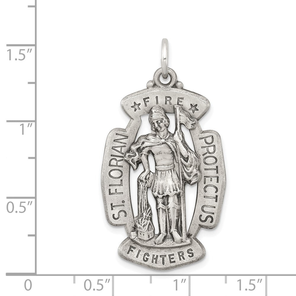 Sterlingsilber Antikisiert Saint Florian Medaille