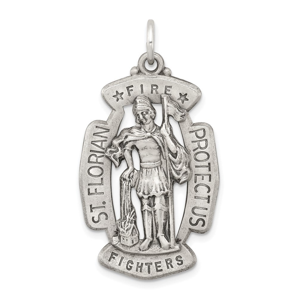Sterlingsilber Antikisiert Saint Florian Medaille