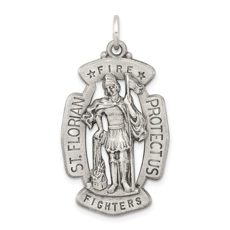Sterlingsilber Antikisiert Saint Florian Medaille