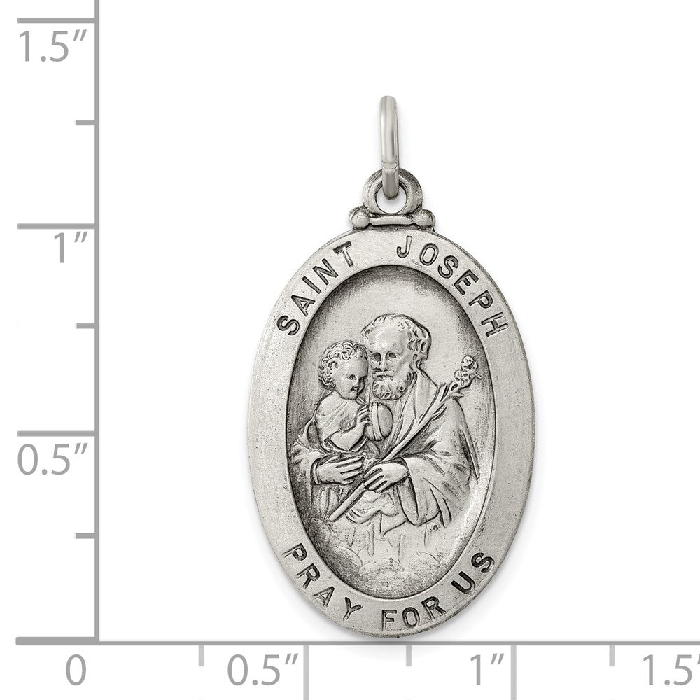 Sterlingsilber Antikisiert Saint Joseph Medaille