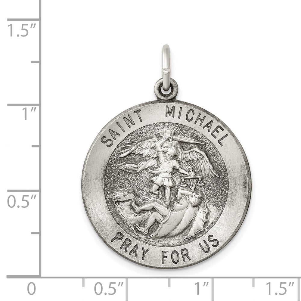 Sterlingsilber Antikisiert Saint Michael Medaille