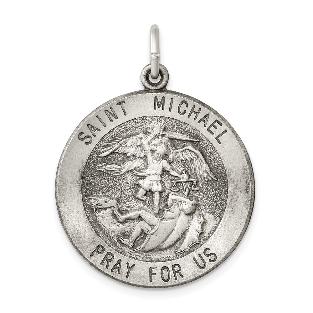 Sterlingsilber Antikisiert Saint Michael Medaille