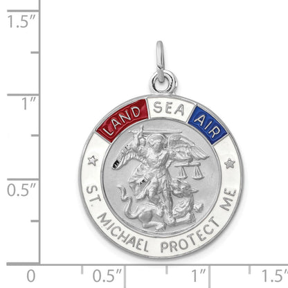 Sterlingsilber Rhodiniert Emailliert Saint Michael Medaille