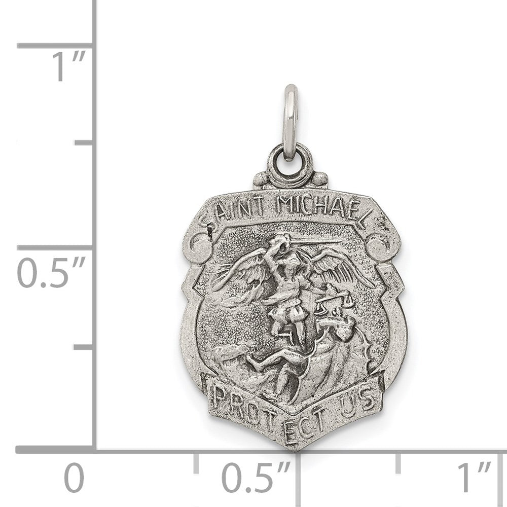 Sterlingsilber Antikisiert St. Michael Abzeichen Medaille